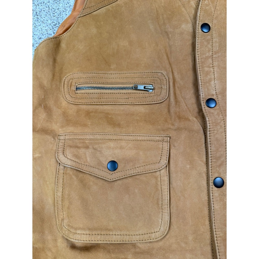 Orvis Mens Leather Sporting Field Vest Brown Suede M573 M - Picture 3 of 11